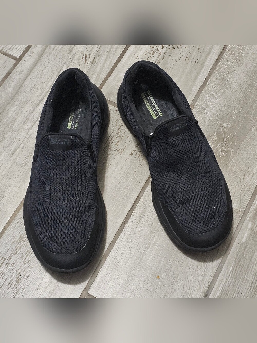 Skechers Black Mesh Slip-On Casual Walking Loafers Size 12